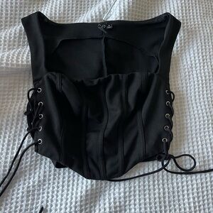 Windsor black top with ties on side